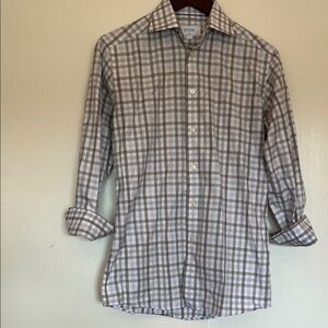 Eton Men's Plaid Shirt in White and Gray